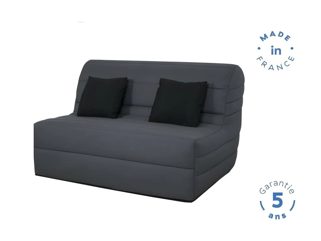 DUNLOPILLO Banquette BZ Dunlopillo - Tissu Gris + 2 Coussins Noir - L 140 X P 99 X H 98 Cm - Made In France - ALICE 5 DUNLOPILLO Banquette BZ Dunlopillo - Tissu Gris + 2 Coussins Noir - L 140 X P 99 X H 98 Cm - Made In France - ALICE – Image 3