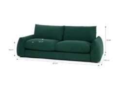 Canape Fixe 3 Places TYFA - Velours Vert Bouteille - L 231 X P 102 X H 78 Cm - HEXAGONE -Accueil-Canapé canape 12510931