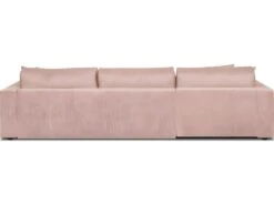 Canapé D'angle à Droite Convertible 5 Places En Velours Côtelé Rose Pâle Avec Coffre De Rangement - Robin -Accueil-Canapé canape 12511243