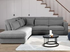 Grand Canapé D'angle Gauche En Velours Côtelé Gris MONDOVI -Accueil-Canapé canape 12559085