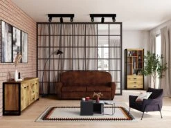 Canapé Club 3 Places Convertible RICKY En Microfibre Aspect Cuir Vieilli