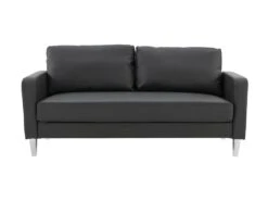 Canape 3 Places - Simili Noir - L 175 X P 80 X H 85 Cm - KENT