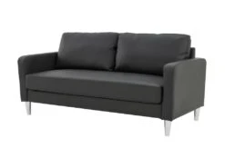 Canape 3 Places - Simili Noir - L 175 X P 80 X H 85 Cm - KENT -Accueil-Canapé canape 12565143