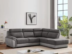 Canapé D'angle Droit En Tissu Bicolore Anthracite Et Gris Clair YOLANDA