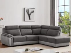 Canapé D'angle Droit En Tissu Bicolore Anthracite Et Gris Clair YOLANDA -Accueil-Canapé canape 12566003