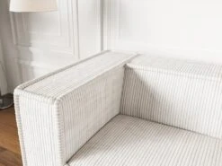 Canapé 3 Places En Velours Côtelé Crème URBINA -Accueil-Canapé canape 12578341