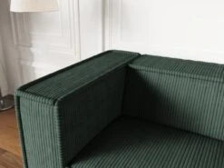 Canapé 3 Places En Velours Côtelé Vert Sapin URBINA -Accueil-Canapé canape 12578369