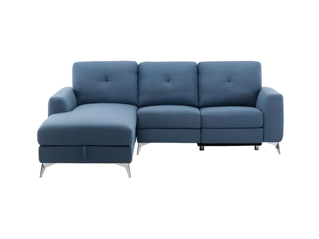 Canape Dangle Gauche Avec 1 Place Relax Electrique + Coffre - Tissu Bleu - L 260 X P 51 X H 90 Cm - FRANKLIN 3 Canape Dangle Gauche Avec 1 Place Relax Electrique + Coffre - Tissu Bleu - L 260 X P 51 X H 90 Cm - FRANKLIN