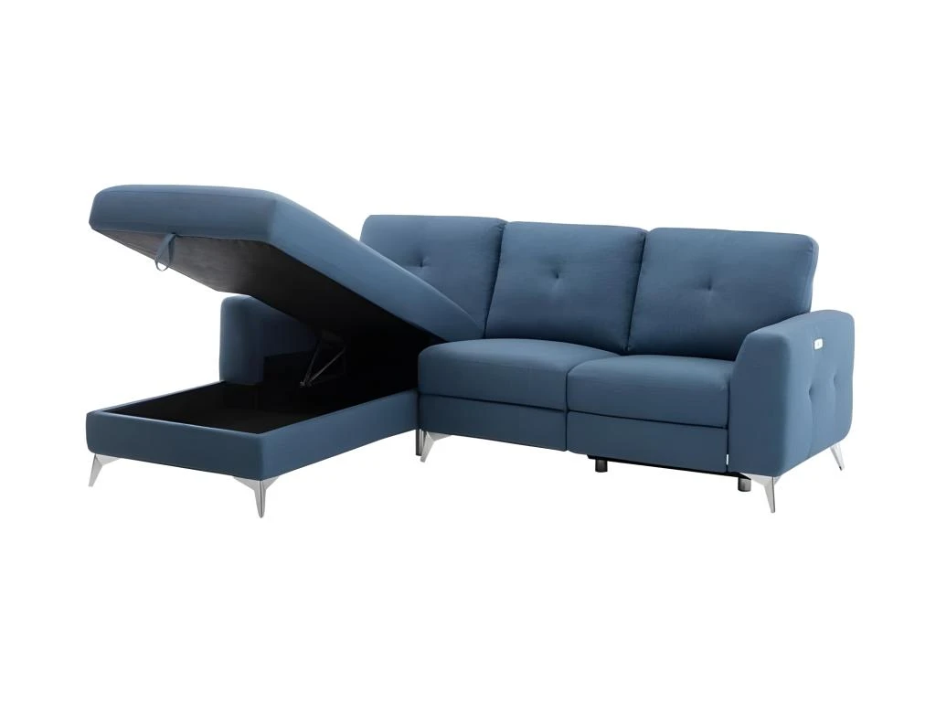 Canape Dangle Gauche Avec 1 Place Relax Electrique + Coffre - Tissu Bleu - L 260 X P 51 X H 90 Cm - FRANKLIN 6 Canape Dangle Gauche Avec 1 Place Relax Electrique + Coffre - Tissu Bleu - L 260 X P 51 X H 90 Cm - FRANKLIN – Image 4