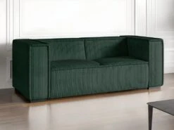 Canapé 3 Places En Velours Côtelé Vert Sapin URBINA -Accueil-Canapé canape 12583751