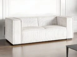 Canapé 3 Places En Velours Côtelé Crème URBINA -Accueil-Canapé canape 12583761