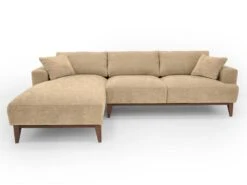 Canapé D'angle Gauche En Tissu Beige JOSEFA -Accueil-Canapé canape 12593685