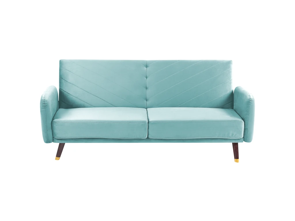 Canapé Convertible 3 Places En Velours Bleu Clair SENJA 4 Canapé Convertible 3 Places En Velours Bleu Clair SENJA – Image 2