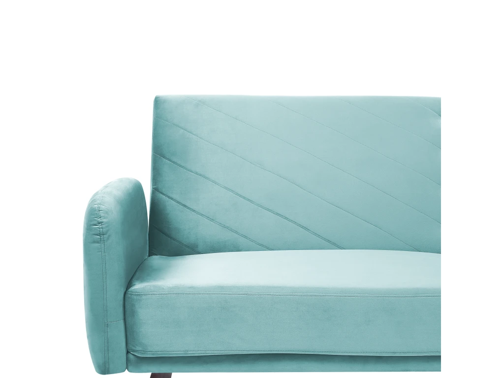 Canapé Convertible 3 Places En Velours Bleu Clair SENJA 6 Canapé Convertible 3 Places En Velours Bleu Clair SENJA – Image 4