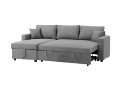 Canapé D'angle Convertible Grand Couchage + Coffre 3 Places Owens - Tissu Gris - L 228 X P 148 X H 86 Cm -Accueil-Canapé canape 12598915