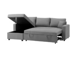 Canapé D'angle Convertible Grand Couchage + Coffre 3 Places Owens - Tissu Gris - L 228 X P 148 X H 86 Cm -Accueil-Canapé canape 12598919