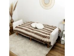 FLIP - Canapé Convertible Bois D'Eucalyptus Tissu Blanc -Accueil-Canapé canape 12599045