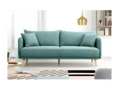 HEXAGONE - DAREN Canapé Fixe 3 Places - Tissu Bleu - L 207 X P 90 X H 88 Cm -Accueil-Canapé canape 12614413