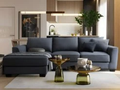 Canapé D'angle Gauche En Tissu Gris Anthracite ELAUNA -Accueil-Canapé canape 12701017