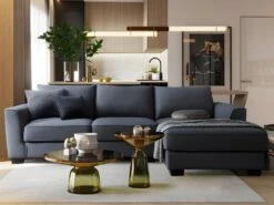 Canapé D'angle Droit En Tissu Gris Anthracite ELAUNA -Accueil-Canapé canape 12701119