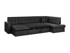 Canapé Convertible Panoramique 7 Places - Simili Noir - Contemporain - L 301 X P 189 X H 81 Cm - ROMAN -Accueil-Canapé canape 12801345