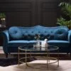 Canapé Chesterfield 3 Places En Velours Bleu SKIEN -Accueil-Canapé canape 12866309