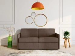 Canapé 4 Places Convertible Express En Tissu CALIFE - Marron - Couchage 160 Cm - Matelas 18 Cm