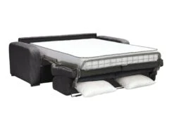 Canapé 3 Places Convertible Express En Velours Côtelé Gris Anthracite - Couchage 140 Cm - Matelas 14 Cm - BEVIS -Accueil-Canapé canape 12929359