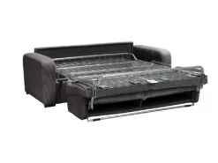 Canapé 3 Places Convertible Express En Velours Côtelé Gris Anthracite - Couchage 140 Cm - Matelas 14 Cm - BEVIS -Accueil-Canapé canape 12929361