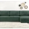 Canapé D'angle Convertible Réversible 5 Places Avec Coffre De Rangement En Velours Fines Côtes Vert - Harper