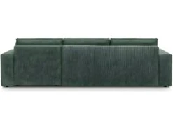 Canapé D'angle Convertible Réversible 5 Places Avec Coffre De Rangement En Velours Fines Côtes Vert - Harper -Accueil-Canapé canape 12952951