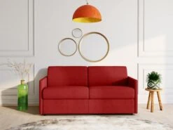 Canapé 4 Places Convertible Express En Tissu CALIFE - Rouge - Couchage 160 Cm - Matelas 22 Cm