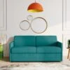 Canapé 4 Places Convertible Express En Tissu CALIFE - Turquoise - Couchage à Lattes Larges 160 Cm - Matelas 18 Cm -Accueil-Canapé canape 13017099
