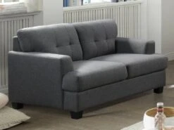 Canapé 2 Places En Tissu Gris Anthracite ROLLY -Accueil-Canapé canape 13078353