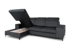 Canapé D'angle Gauche Convertible En Velours Gris Anthracite SANTANA -Accueil-Canapé canape 13081325