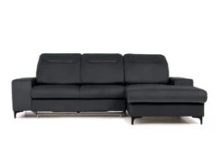 Canapé D'angle Droit Convertible En Velours Gris Anthracite SANTANA -Accueil-Canapé canape 13081345