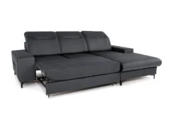 Canapé D'angle Droit Convertible En Velours Gris Anthracite SANTANA -Accueil-Canapé canape 13081359