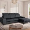 Canapé D'angle Droit Convertible En Velours Gris Anthracite SANTANA -Accueil-Canapé canape 13081361