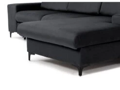 Canapé D'angle Gauche Convertible En Velours Gris Anthracite SANTANA -Accueil-Canapé canape 13081425