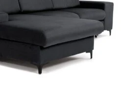 Canapé D'angle Droit Convertible En Velours Gris Anthracite SANTANA -Accueil-Canapé canape 13081429