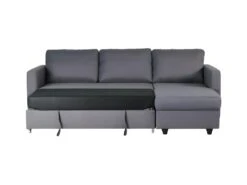 Canapé D'angle Convertible Réversible 3 Places - Tissu Gris - Contemporain - L 222 X P 150 X H 86 Cm - CATS -Accueil-Canapé canape 13084213