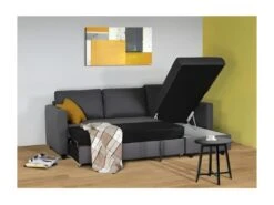 Canapé D'angle Convertible Réversible 3 Places - Tissu Gris - Contemporain - L 222 X P 150 X H 86 Cm - CATS -Accueil-Canapé canape 13084217
