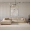Grand Canapé D'angle Gauche En Tissu Texturé Beige POGNI -Accueil-Canapé canape 13181555