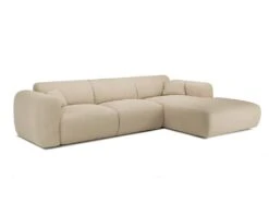 Grand Canapé D'angle Droit En Tissu Texturé Beige POGNI -Accueil-Canapé canape 13181571