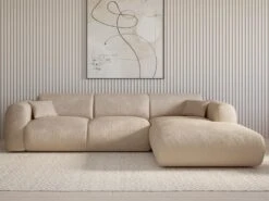 Grand Canapé D'angle Droit En Tissu Texturé Beige POGNI -Accueil-Canapé canape 13181573