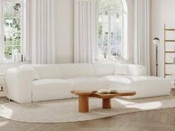 Grand Canapé D'angle Droit En Tissu Bouclette Blanc POGNI -Accueil-Canapé canape 13181611