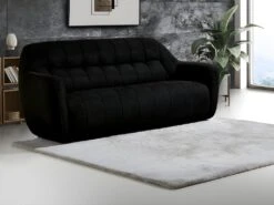 Canapé 3 Places En Tissu 3D Noir ARIANO
