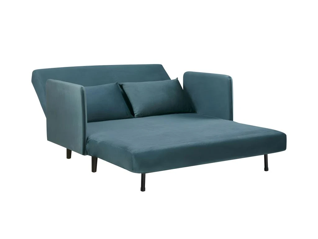 Belushi - Canapé Convertible 2 Places En Velours (L120cm) - Couleur - Bleu Canard 5 Belushi - Canapé Convertible 2 Places En Velours (L120cm) - Couleur - Bleu Canard – Image 3