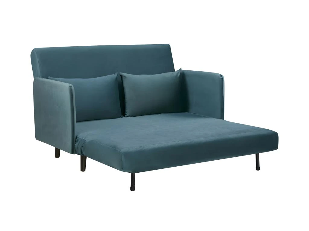 Belushi - Canapé Convertible 2 Places En Velours (L120cm) - Couleur - Bleu Canard 8 Belushi - Canapé Convertible 2 Places En Velours (L120cm) - Couleur - Bleu Canard – Image 6