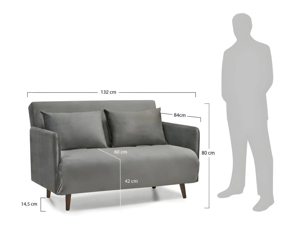 Belushi - Canapé Convertible 2 Places En Velours (L120cm) - Couleur - Bleu Canard 12 Belushi - Canapé Convertible 2 Places En Velours (L120cm) - Couleur - Bleu Canard – Image 10